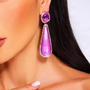 Zara Selena Gomez Gold Pink Resin Earrings